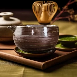Japanese Ceramic Matcha Bowl with Pouring Spout