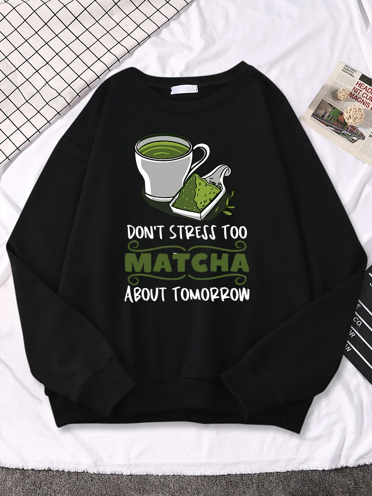 Casual Sweatshirt 'Don't Stress Too Matcha About Tomorrow' Design